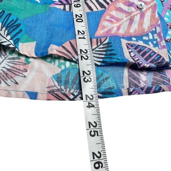 Cynthia Rowley | Women | 100% Linen Tropical Cap Sleeve Button Up Shirt | Small - Picture 5 of 10